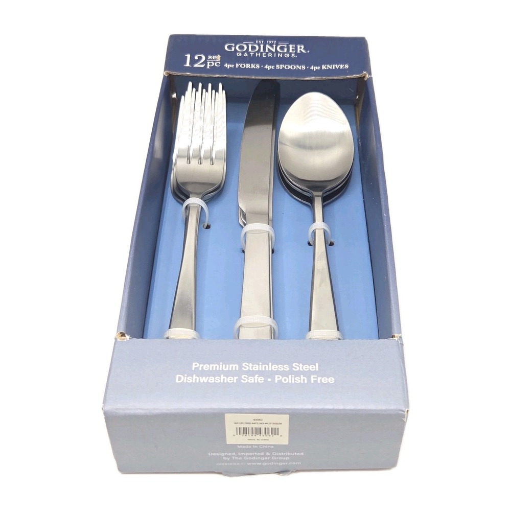 Godinger‎ Gatherings 12-Piece Stainless Steel Flatware Silverware Set